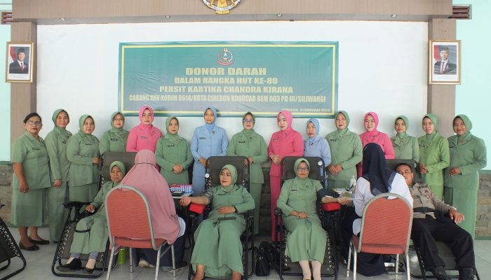 Persit (KCK) Cabang XXV Kodim 0614/Kota Cirebon, Gelar Bakti Sosial Donor Darah Sambut HUT Parsit ke-80