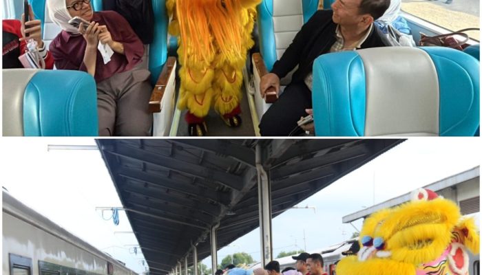 Meriah! KAI Daop 3 Gelar Atraksi Barongsai di Stasiun Cirebon, Rayakan Hari Raya Imlek 2577 Kongzili