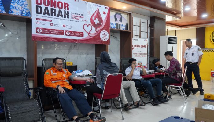 KAI Daop 3 Cirebon Gelar Aksi Kemanusiaan Donor Darah di Ikuti 108 Pekerja dan Masyarakat Bekerjasama dengan PMI Wilayah Setempat